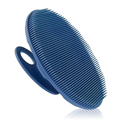 Soft Silicone Body Cleansing Brush Shower Scrubber, Gentle Exfoliating and Massage for all Kinds of Skin (Dark Blue)