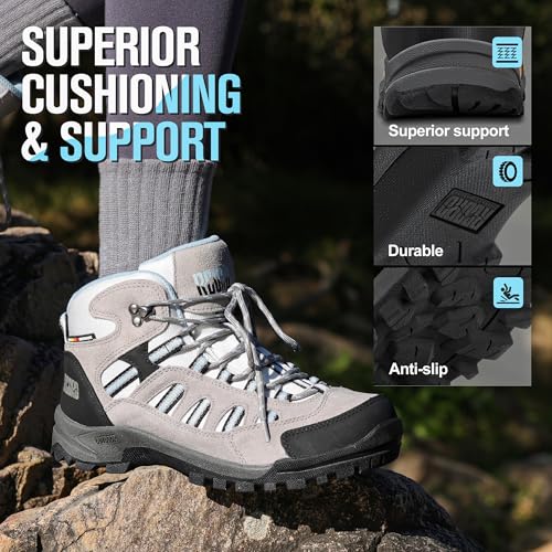 Image of R CORD Hiking Boots Women Waterproof Non-Slip Womens Hiking Shoes Comfortable Outdoor Womens Hiking Boots Walking Boots Hiking Shoes Women