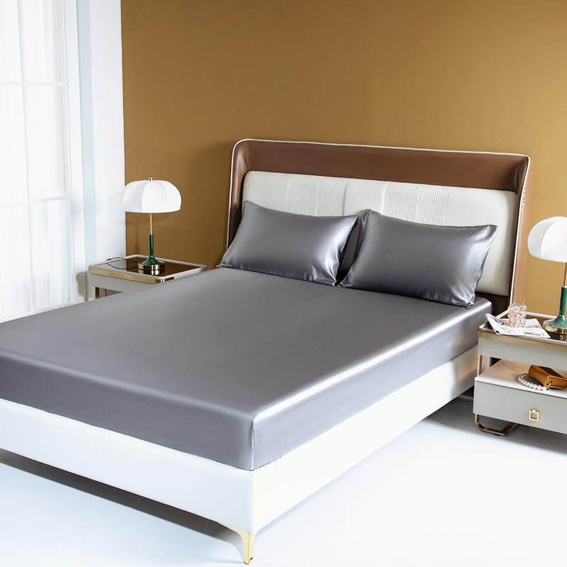 JUWENIN Satin Sheet Set 6 Piece Soft Silky Bed Sheets Deep Pocket Good for Skin and Hair 1