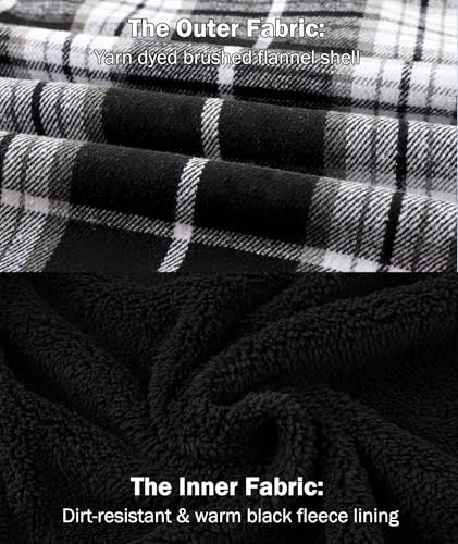 Image of V VALANCH Men's Flannel Shirt Jacket with Hood Fleece Lined Plaid Jacket Zip Up Winter Warm Coat