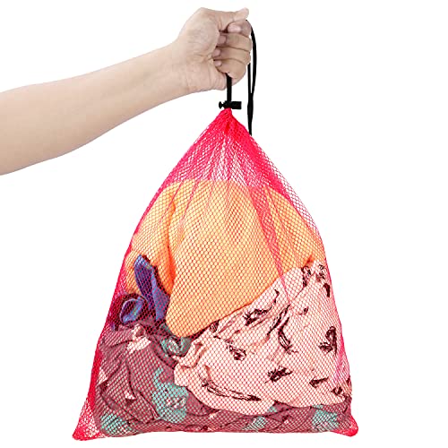 Belle Vous Veelkleurige Nylon Gaas Waszakken met Trekkoord (10 Stuks) - 35,5 x 40 cm - Zak met Koord voor Opslag, Reizen, Wassen, Sportuitrusting, Strand, Speelgoed, Golf en Zwemmen - Image 4