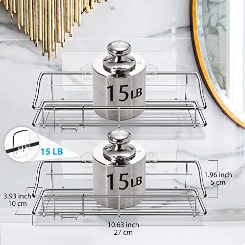 Nieifi Shower Caddy Shelf Storage Rack Adhesive Without Drilling Stainless Steel With Hooks For Washroom, Lavatory, Restroom, Toilet, Bathroom, Kitchen - 2 Pack #TOP5