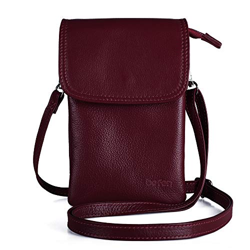 Image of befen Genuine Leather Small Crossbody Bags for Women Cell Phone Bag Cross Body Purses,Silver Zipper