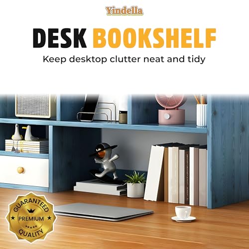 Image of Yindella Multi-Functional Desktop Bookshelf Organizer, Wooden Storage Shelf, Adjustable Office Desk Organizer for Books, Stationery, Space-Saving Home & Office (Desk Bookshelf-03)
