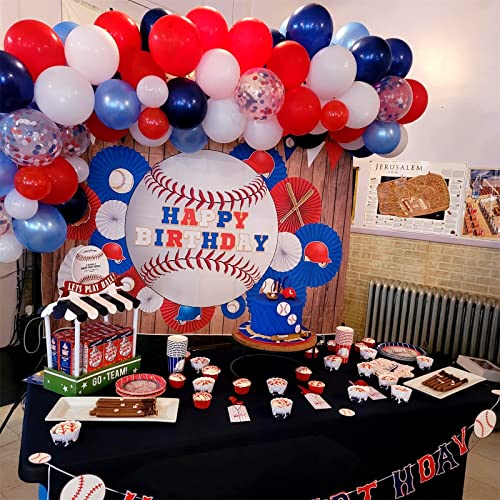 Image of Red White Blue 4th of July Balloons, 60pcs Pearl Navy Light Blue Red White Confetti Latex Patriotic Balloons for Veterans Memorial Independence Day Baseball Nautical Birthday Party Decorations