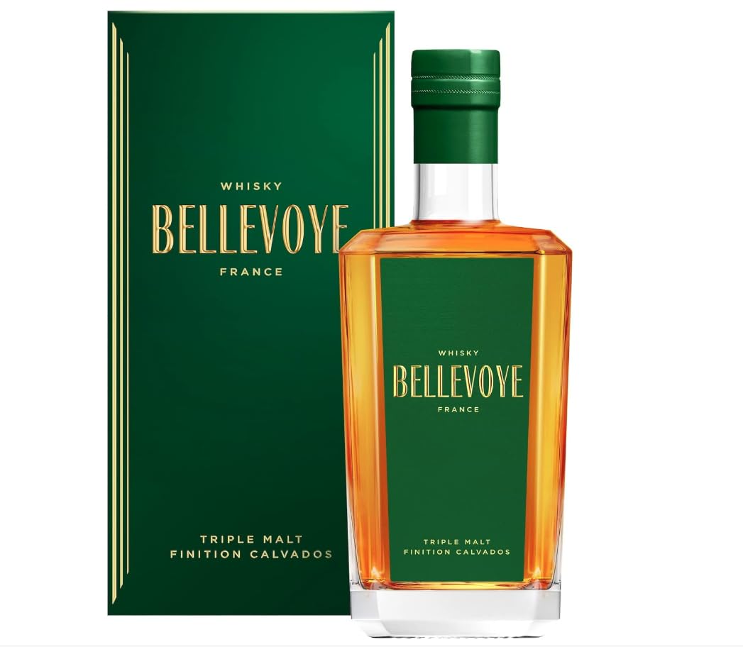 BELLEVOYE - Whisky Triple Malt - Whisky Francés Bellevoye Vert - Medalla de Oro en el Concurso Agrícola de París 2022 & 2023-43% De Alcohol - 100% Origen Francia - 700 ml