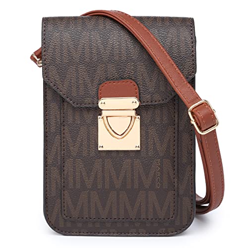 MKP Bolsa tiracolo feminina moderna, leve, fofa, pequena, para celular, carteira, bolsa de ombro com fecho de pressão, Café, 5'W x 7'H x 1.5'D