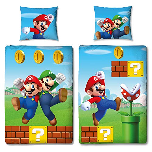 NINTENDO Super Mario kinderbeddengoed omkeerbaar motief - kussensloop 80x80 + dekbedovertrek 135x200 cm - 100% katoen… - Image 5