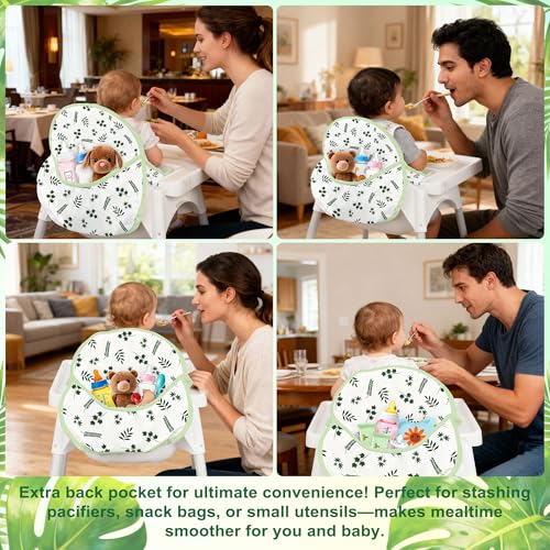 Image of for IKEA High Chair Cushion, with High Chair Pocket Pouch (Leaf) | For Antilop Cushion, For IKEA Antilop Highchair, Cotton Soft, Baby Sitting More Comfortable