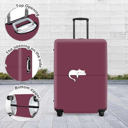 Image of Cute Kitty Pattern Luggage Cover, Washable Suitcase Protector Simple Tiny Cat Design Anti-scratch for 24 inch,26 inchBag
