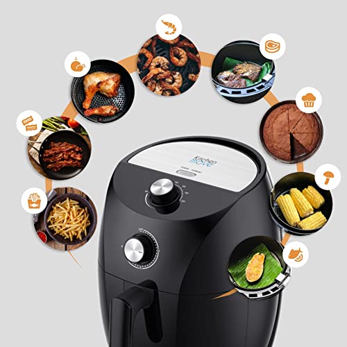 Kitchen Move elektrische friteuse zonder olie, heteluchtfriteuse 3,5 l Tornado 1400 W snel met een druk op de knop met tip, 3,5 liter, zwart - Afbeelding 5