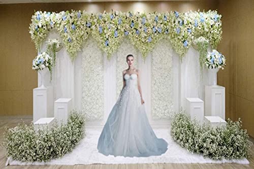 Fanghui 9x6FT White Floral Photo Backgrounds Curtain 3D Flower Wedding Bridal Shower Photography Backdrops Party Decoration Supplies Photo Booth Banner - Thumbnail 5