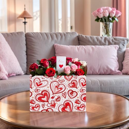 Image of Cute Heart Valentine's Day Basket Gifts Empty Storage Basket for Kid and Baby Room Decor (Red Creative Love)