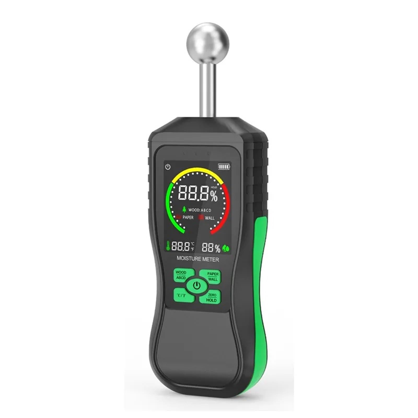 JVDDI Digital Wood Moisture Meter Non-contact Timber Damp Detector LCD Screen Hygrometer Alarm Humidity Tester Ball Detector