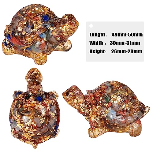 Nupuyai 2pcs 7 Chakra Crystal Stone Animal Turtle Statue Set - Image 2
