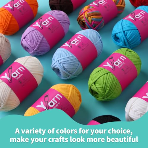Image of Crochet Yarn 150g /163.5yds Cotton Yarn for Crocheting - Crochet Knitting Yarn for Beginners with Easy-to-See Stitches - Yarn for Crocheting - Chunky Yarn (Orange Peel+White+Christmas Green)
