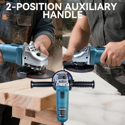 Power Angle Grinders, 7.5-Amp 4-1/2 inch Electric Grinder Power Tools, 1200W Power Electric Grinder Tools, Top Open/Off Button, Auxiliary Handle for Cutting, Grinding, Polishing and Rust Removal - Thumbnail 7