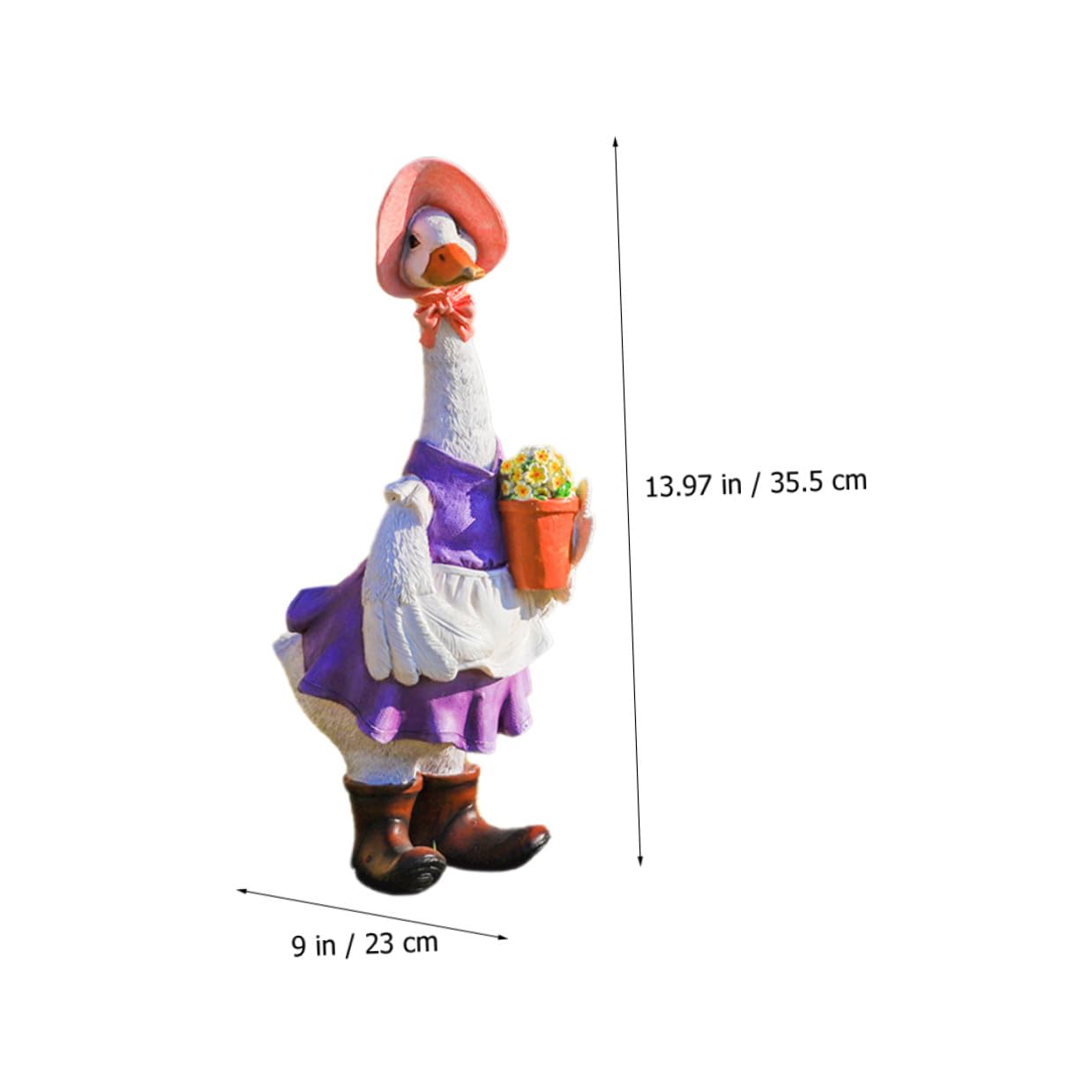 Toyvian Statua z Żywicy z Kaczuszką Stylu Rustykalnym Kreatywna Figurka Dekoracyjna Do Ogrodu i Domu Realistyczny Design Pastelowy Wystrój Wiejski Ozdoba Zewnątrz Wnętrz