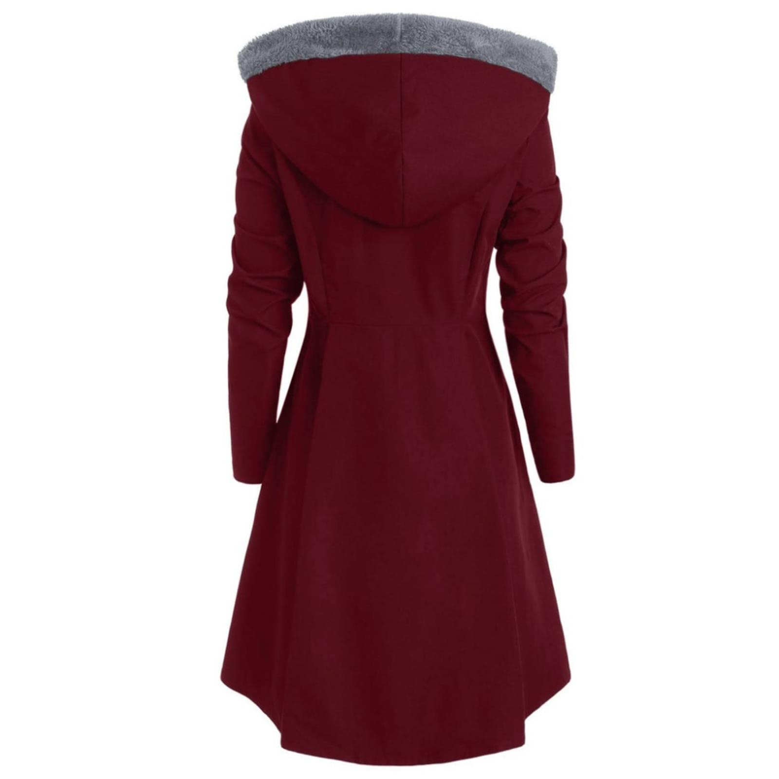SARGE Gabardina gótica para Mujer, de Talla Grande, Forro Polar asimétrico, Botonadura Sencilla, Botones Largos, con Capucha, XL ~ 4XL e