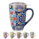 GRAND VOLUME & DESIGN PRATIQUE : Mug généreux de 540 ml avec infuseur intégré et couvercle, idéal pour préparer et déguster thé, café ou tisanes directement dans la tasse.