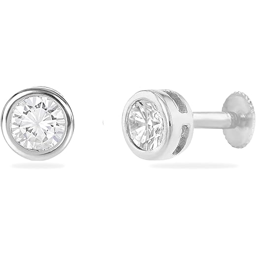 925 Sterling Silver Zirconia Screw Stud