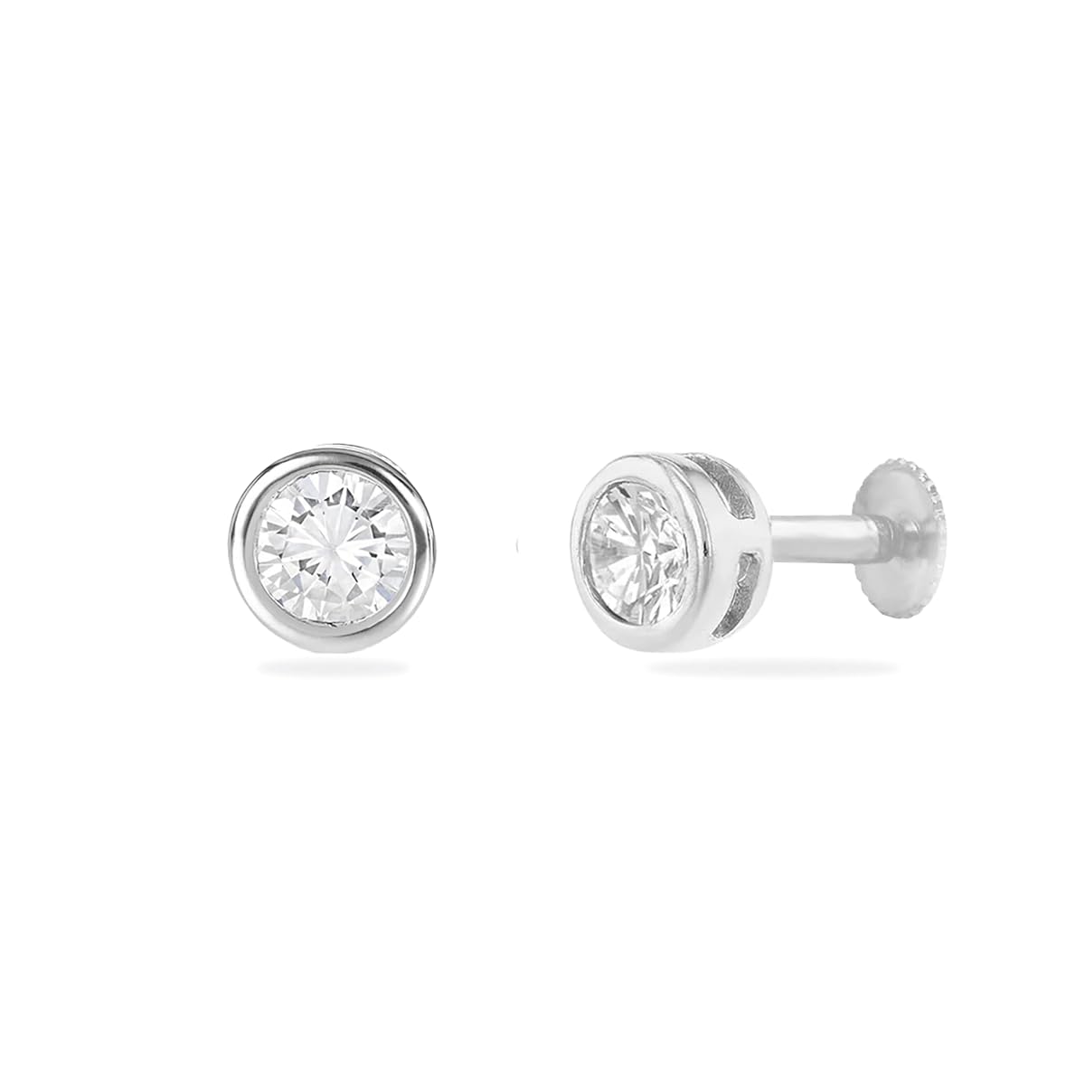 DE FLOSSY SILVER 925 Sterling Silver Unisex Zirconia Stone South Screw Stud -