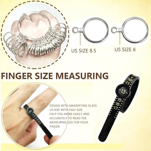 Image of Ring Sizer Measuring Kit with Metal Ring Mandrel, Bracelet Sizer Mandrel & Rubber Mallet Hammer, Steel Jewelry Making Tools for Ring Sizing, Resizing, Repair and Bracelet Forming(12-Bracelet Sizer)