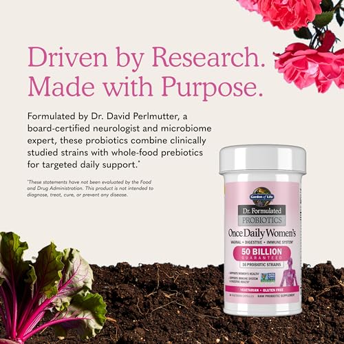 Image of Garden of Life Dr. Formulated Once Daily Women's Probiotics with 50 Billion CFU & Organic Prebiotics - Vaginal Health, Digestive Support, Immune Support, Dairy Free, 30 Capsules