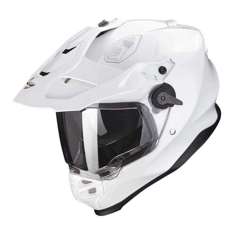 Scorpion ADF-9000 Air Casco Adventure Enduro Dual Sport ECE 22.06 con Visiera Trasparente e Parasole Integrato – Calotta Ultra TCT Leggera – Interni Kwikwick3 – Chiusura Doppia Fibbia - bianco (S)