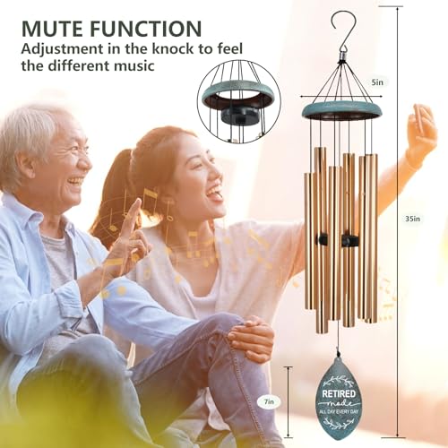 Image of ASTARIN Personalized Happy Retirement Gift, Retirement Wind Chimes for Women Men, 35 inch Large Deep Tone Wind Chime Retire Gifts for Teacher Co-Workers Boss Husband Friends Parents