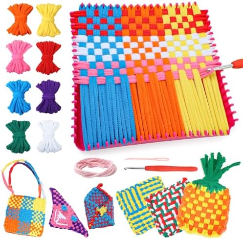 DDAI Weaving Loom Craft Kit for Kids Ages 6–12, Knitting Potholde...