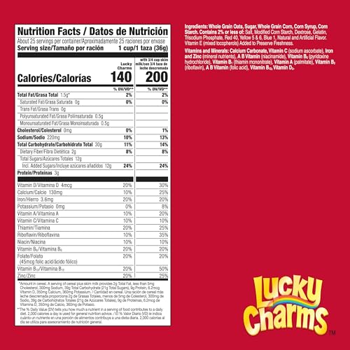 Image of Lucky Charms Gluten Free Cereal with Marshmallows, Kids Breakfast Cereal, Made with Whole Grain, Value Bag, 32 oz