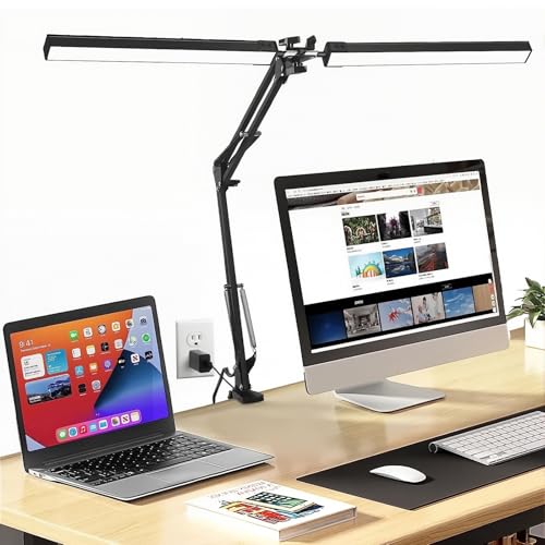Consejos para Comprar Lamparas de Escritorio Walmart que Puedes Comprar On-line. 47 Lampara De Escritorio Led, Lampara de Mesa De Diseño con Doble Cabezal, 3 Modos, Brillo Ajustable, Cabezal De Lámpara Giratorio De 360°, Lámpara Para Escritorio Adecuada Para...