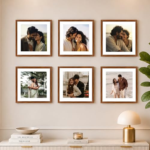 Image of Art Street Premium Photo Frame for living room, Classic Aesthetic Design Photo Frames for Photograph, Art Work, Kids Room Set of 6 (10x10 Inch, Brown)