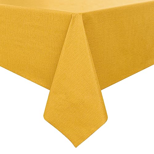 Image of Romanstile Halloween 100% Waterproof PVC Tablecloth, Rectangle Oil Spill Proof Stain Resistant Vinyl Table Cloth, Wipe Clean Plastic Table Covers for Kitchen /Dining /Parties - 54 x 78 Inch, Yellow