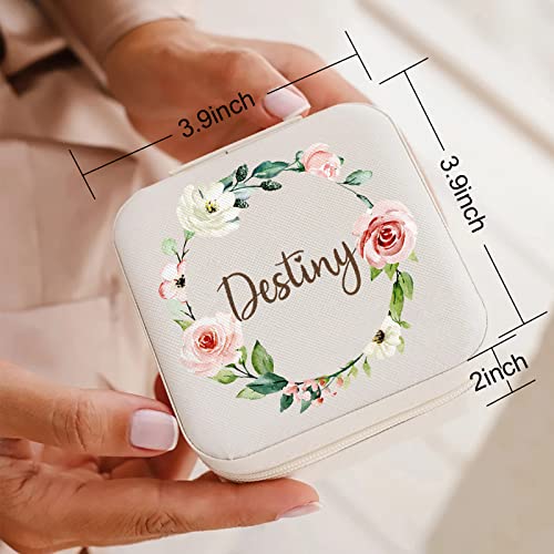 Yofair Personalized Jewelry Box Custom Leather Travel Jewelry Case Ring Box Bridesmaid Gifts Birthday Christmas Gifts for Women — view 5