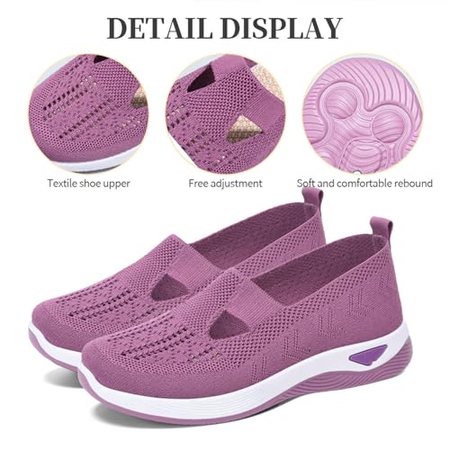 Goferlaa Women's Woven Orthopedic Breathable Soft Shoes Arch Support, Diabetes Foam Shoes Walking Anti-Skid Sports Shoes Brown 37 by Goferlaa - Used condition - Image 5