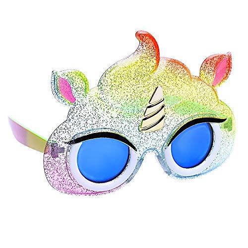 Image of Sun-Staches Poop Emoji Sunglasses, Novelty Costume Accessory | Poop or Rainbow Poop Emoji Sunglasses | Funny Costume Ready | Gift | 100% UV Protection | One Size Fits Most