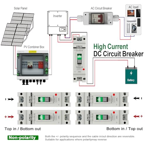 Image of 200Amp Molded Case Circuit Breaker MCCB 1 Pole DC250V Battery Disconnect Switch, PV Circuit Breaker Main Switch for Boat, Solar, UPS and Battery