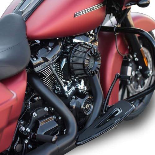 Image of For harley air cleaner filter Touring street glide road king electra tri trike Dyna Sportster XL 883 1200 Softail air intake (Speed 15 style - Black, C-For Touring 08-16, Softail 16-17)