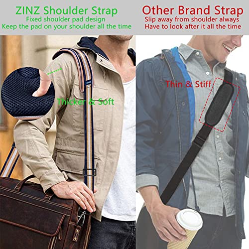 Image of ZINZ 79 inch Shoulder Strap, Extra-thick Fixed Cushion Pad and Dual Clasps Universal Replacement Strap with Metal Swivel Hooks for Laptop Bags, Luggage Bags, Camera, Crossbody (200cm,Blue Gold)