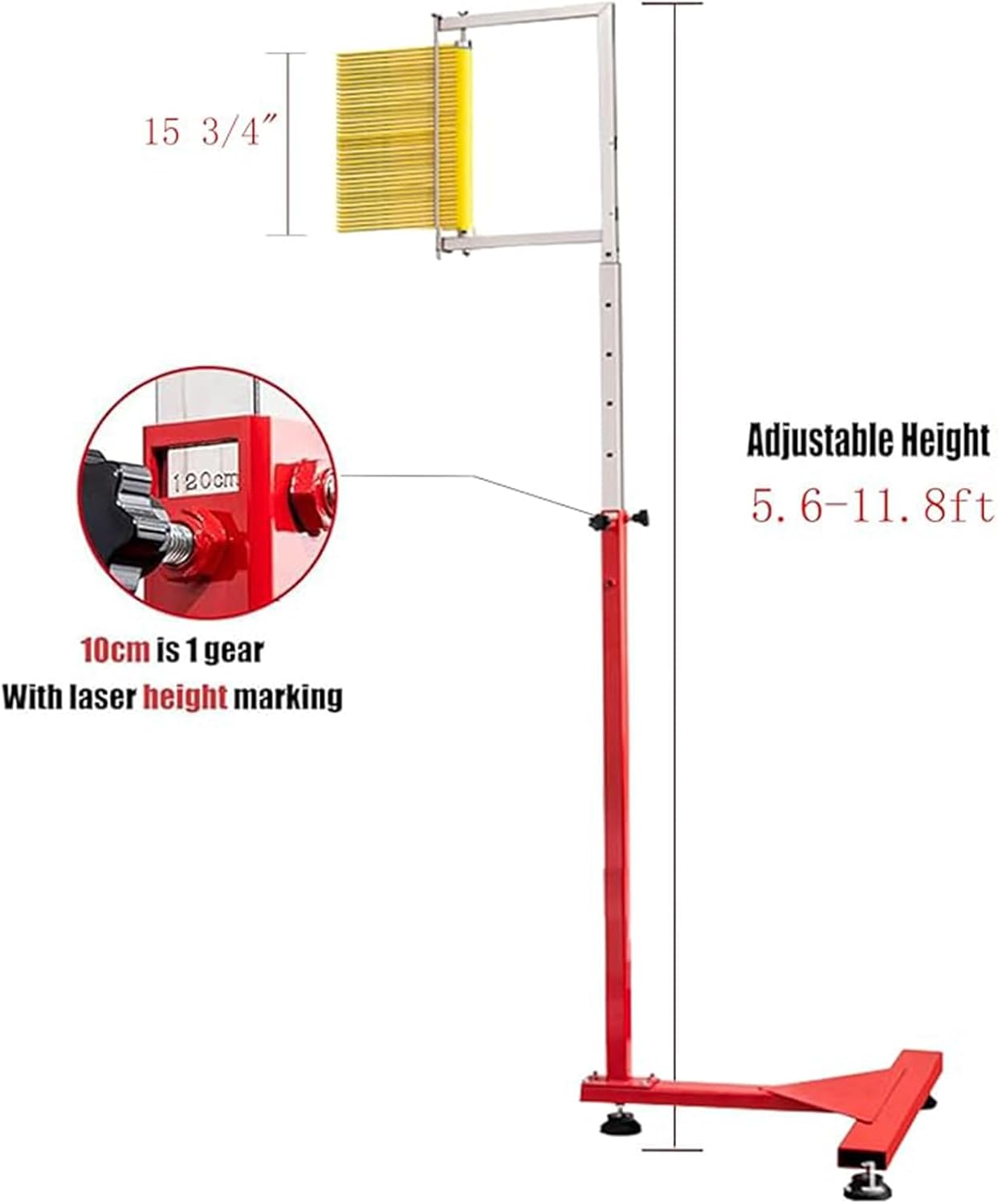 Vertical Jump Measurement Tool Floor-Standing Vertical Jump Tester, 11.8 ft Adjustable Height Vertical Jump Measuring Trainer, Used for Volleyball Outdoor