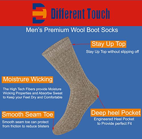 Different Touch 6 Pairs Men Wool Knitted Premium Winter Thermal Boot Socks2