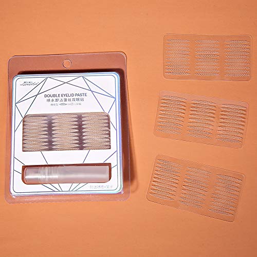 Breathable Lace Mesh Eyelid Tape Sticky,Double Eyelid Tape Paste Stickers,Glue-Free Self Adhesive Double Lasting Eyelid Sticker Without Surgery,Paste with Water Spray (2 Pack 240 PCS Total, Slim)