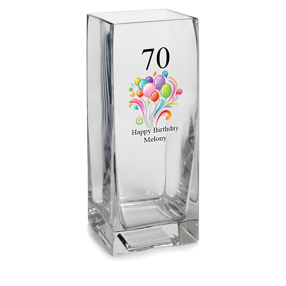 Personalised Birthday Flower Vase Gift Any Age 80th, 70th, 60th, 50th, 40th, 30th, 21st