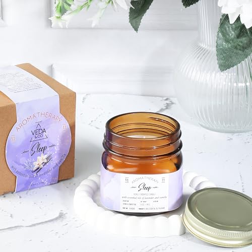 Image of Welburn Veda&Co Scented Wax Candle - Induces Sleep | Aromatherapy Jar Candle for Home Decor | Enhance Your Mood | Enhance Your Space with Soothing Scents (35 Hours Burn Time, 141gm),