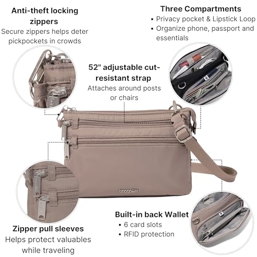 Image of Securtex Anti-Theft Stash Crossbody - 9.25 inchx 6.25 inch Travel Safe Bag w /Locking Zippers