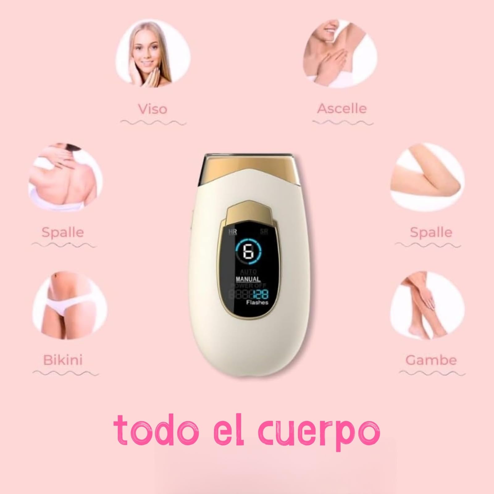 Depiladora láser 2 en 1 con tecnología avanzada de luz pulsada para mujer y hombre, depilación duradera en cara, cuerpo y zona bikini, depiladora luz pulsada de uso doméstico (Color beige)