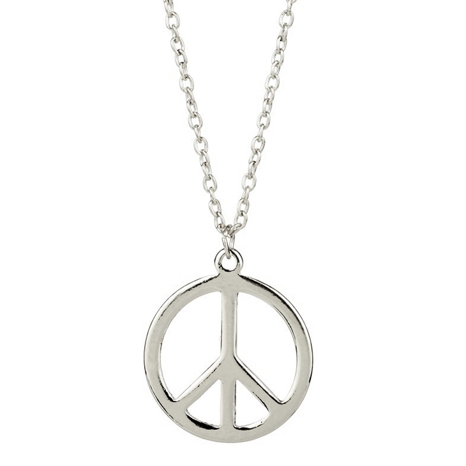 Hippie Style Peace Sign Necklace Metal Love Peace Sign Pendant Necklace Vintage Retro Party Dressing Accessories Adjustable Collar Jewelry for Women Men