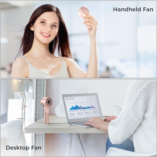 Amacool Portable Handheld Fan with Strong Air Flow, 17H Ultra-long Battery Life, 2600mAh Rechargeable 4-Speed USB Fan with Indicators, Makeup Fan for Girls, Travel Outdoors For Women(Pink) - Image 7